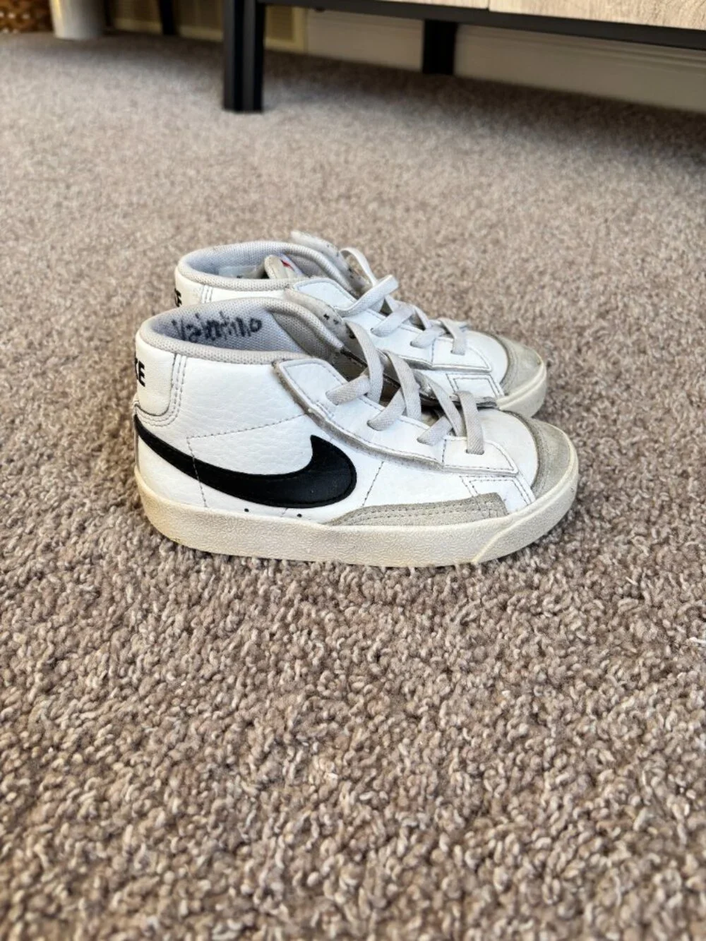 Nike Toddler Sz 9c Blazer Mid '77 White Black Child Baby Sneakers 9 C Hook&Loop - Picture 4 of 6
